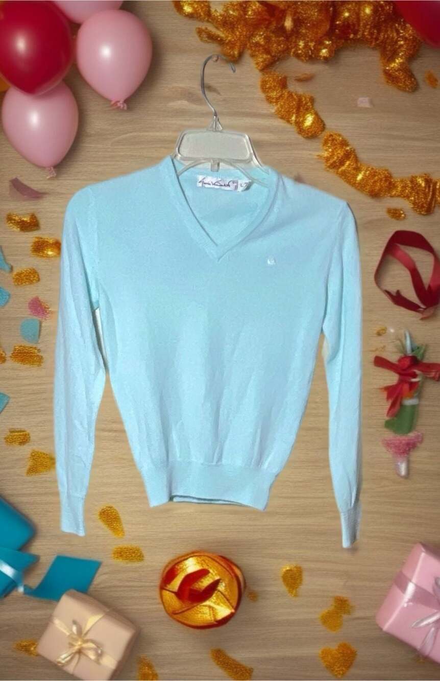 VGT Gloria Vanderbilt Girls L Sweater Aqua Blue Quiet Luxury, School Classic
